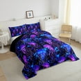 thumbnail image 3 of Jellyfish Comforter Set Queen Sea Life Bedding Blue Purple Neon Ombre Light Ocean Bubbles Bedding Comforter Sets Cartoon Glow Gradient Reversible Black Duvet Insert, 3 of 5