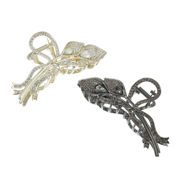 Vocoste 2 Pcs Flower Metal Hair Claw Clip for Women Cute Claw Clip Non-Slip Hair Accessories Gold Tone Black