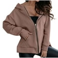 thumbnail image 4 of UAMVSH Womens Full Zip up Hoodies Oversized Long Sleeve Sweatshirts Fall Fashionable tee tops Casual Winter Jackets with Pockets(Medium,Khaki), 4 of 7