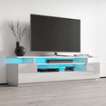 thumbnail image 3 of Eva TV Stand for TVs up to 85", Modern High Gloss 77" Entertainment Center, TV Media Console with Storage Cabinets and LED Lights, 3 of 6