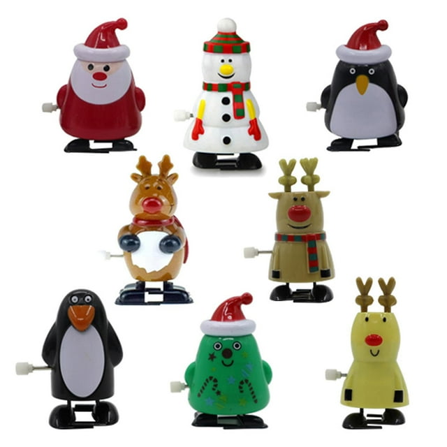 Juego de juguetes Clockwork Walking Papá Noel con forma de alce, 8 piezas, decoración del hogar
