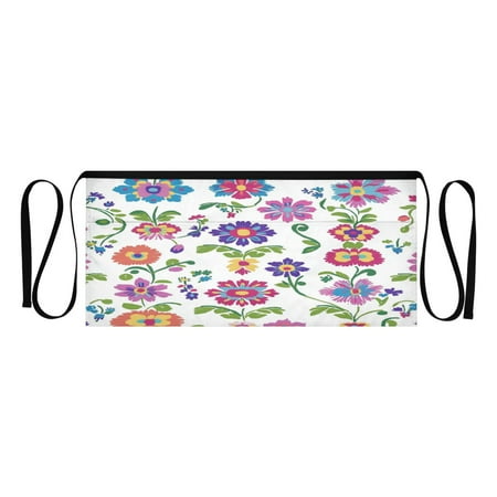 

Embroidered Flowers Adult short apron with 3 separate pockets Unisex Waiter s Apron for restaurant bistro 25.2×11.8in