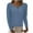 Blue, variant on YUGYXL Oversized T Shirts for Women Vintage Long Sleeve Henley Shirt Button Down Slim Fit Tops Scoop Neck Ribbed Knit Tshirt White M
