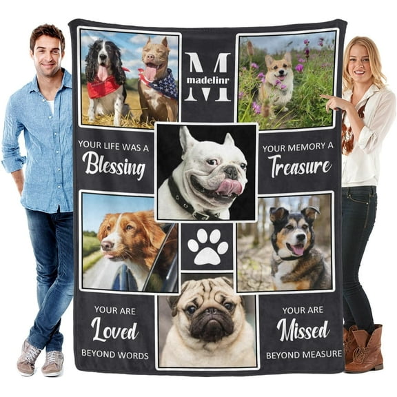 Custom Blanket with Photos for Cat Personalized Picture Throws for Pets Lover Customizable Blanket for Family Couple Pet Pictures 5 Photos with Name Blankets