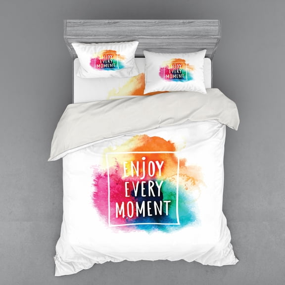 Ambesonne Saying Bedding Set 4 Pcs, Colorful Dust Clouds, Queen, Multicolor