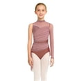 thumbnail image 2 of Haitryli Girls Lyrical Figure Skating Dance Dress Glitter Rhinestone Leotard Mesh Skirt Irregluer Hem Competition Dancewear Dusty Pink 10, 2 of 7