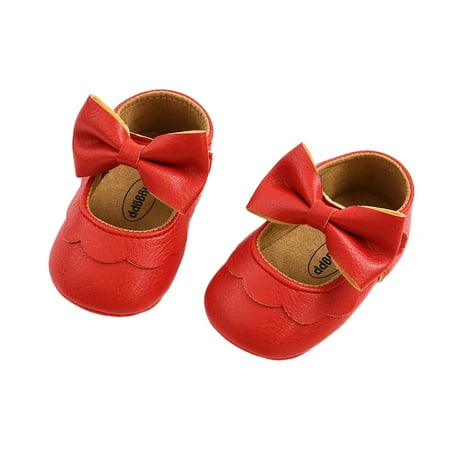

Amuver Baby Girls Flat Shoes First Walker BowKnot Solid Soft Sole Shoes Newborn Girls Princess Shoes