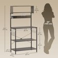 thumbnail image 2 of Distressed Grey Baker's Rack with Power Outlet & USB - Kitchen Microwave Shelf, 60.2" Tall Storage for Living Room, Dining Area, 2 of 7