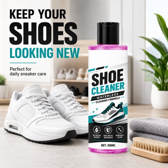 Shoe Cleaner, Sneaker Cleaner for All Shoe Materials, Tennis and Athletic Shoe Cleaner, No Wash Shoe Care Stain Remover, 100Ml Lightweight 5X1.5 Inch Bottle Comes with A Free