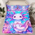 thumbnail image 2 of Castle Fairy Cartoon Axolotl 4 Pieces Queen Sheet Sets for Preppy Child,Ocean Salamander Ultra Soft Flat Sheet,Kawaii Marine Animal Queen Fitted Sheet,Microfiber Bedroom Decor, 2 of 7