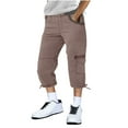 thumbnail image 1 of Capris, Mens Fashion Solid Drawstring Elastic Waist Pocket Casual Sweat Capris Pants, 1 of 5