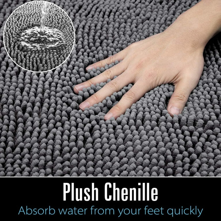Bohumil Luxury Chenille Super Soft Absorbent Microfiber Rectangle Non-Slip Bath Rug Latitude Run Color: Light Gray, Size: 24 W x 60 L