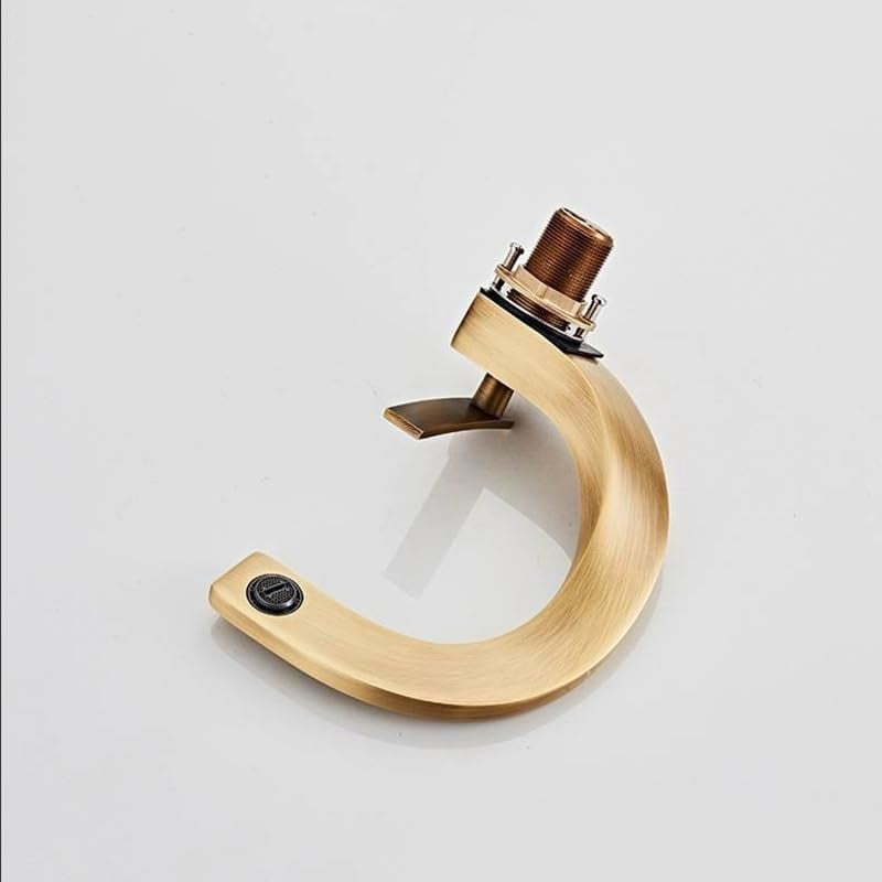 SOKNARKU Modern Bathroom Sink Basin Faucet Brass Single Hole Single Handle Deck Mount Cold And Hot Mixed Creative Design Tap Including Two US Standard 3/8 Hoses Bronze