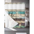 thumbnail image 2 of No Hook Shower Curtain, Coastal Starfish Standard Shower Curtain with Snap in Liner, Farmhouse Nautical Conch Seashell Wood Waterproof Washable Fabric Bathroom Curtains Sets, 72" x 72", 2 of 9