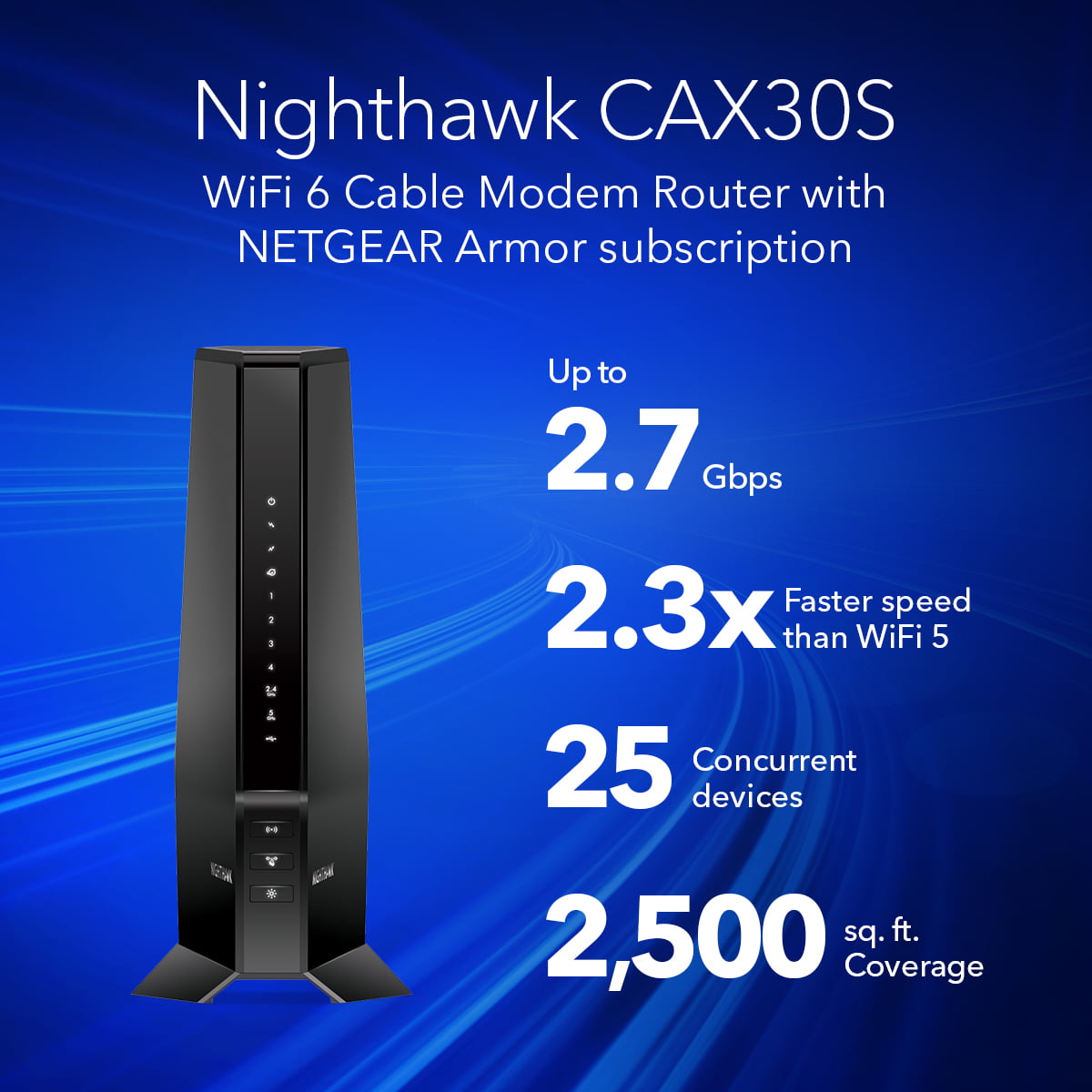 NETGEAR - Nighthawk CAX30 AX2700 WiFi 6 Cable Modem Router