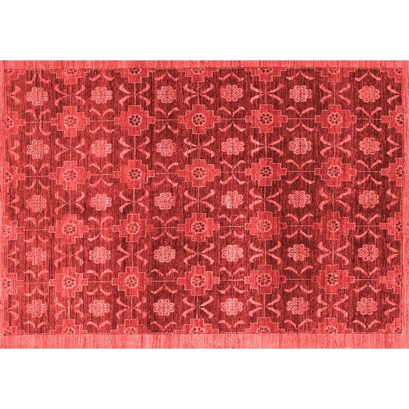 Ahgly Company Indoor Rectangle Abstract Red Contemporary Area Rugs, 5' x 7'
