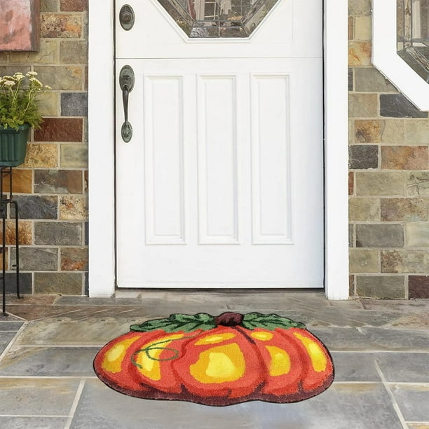 Oioii Pumpkin Bathroom Rugs for Happy Halloween, Cute Pumpkin Shaped Rugs, Tub Living Bedroom Kitchen Decoration Entrance Blanket Bedside Blanket