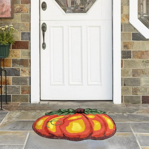 Oioii Pumpkin Bathroom Rugs for Happy Halloween, Cute Pumpkin Shaped Rugs, Tub Living Bedroom Kitchen Decoration Entrance Blanket Bedside Blanket