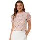 thumbnail image 1 of Blusa floral Allegra K de Gasa con Ojo de Cerradura en la Espalda de manga Corta Rosa M, 1 of 6