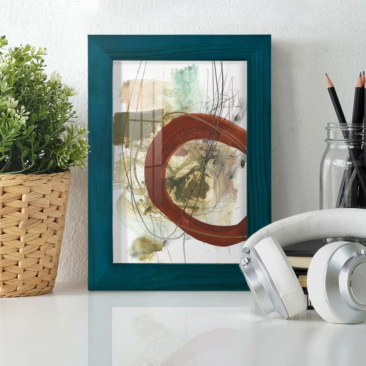 Rusted Loops II - Framed Print w/glass - Ocean Blue