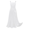 thumbnail image 4 of Yartina Junior Bridesmaid for Teens Ruched Long Maxi A Line Split Satin Flower Girl Formal Gown for Wedding White 10, 4 of 7