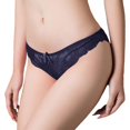 thumbnail image 3 of WTXUE Intimates | Waist Comfortable Hollow Ruffle Womens Low Bow Lace Underwear | 1 Piece Dark Blue M, 3 of 6