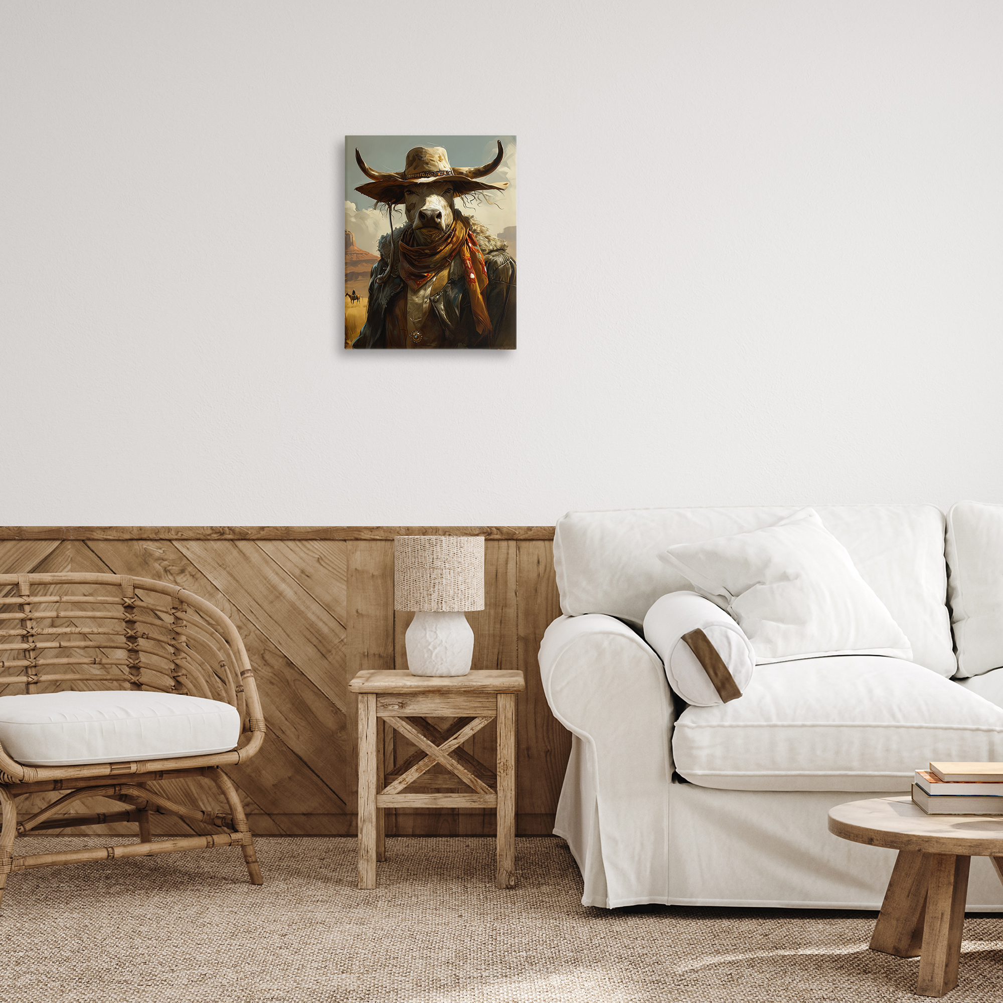 Stupell Industries Rustic Cattle Cowboy Novelty Painting Gallery Wrapped Canvas Art Print Wall Art, 16 x 20