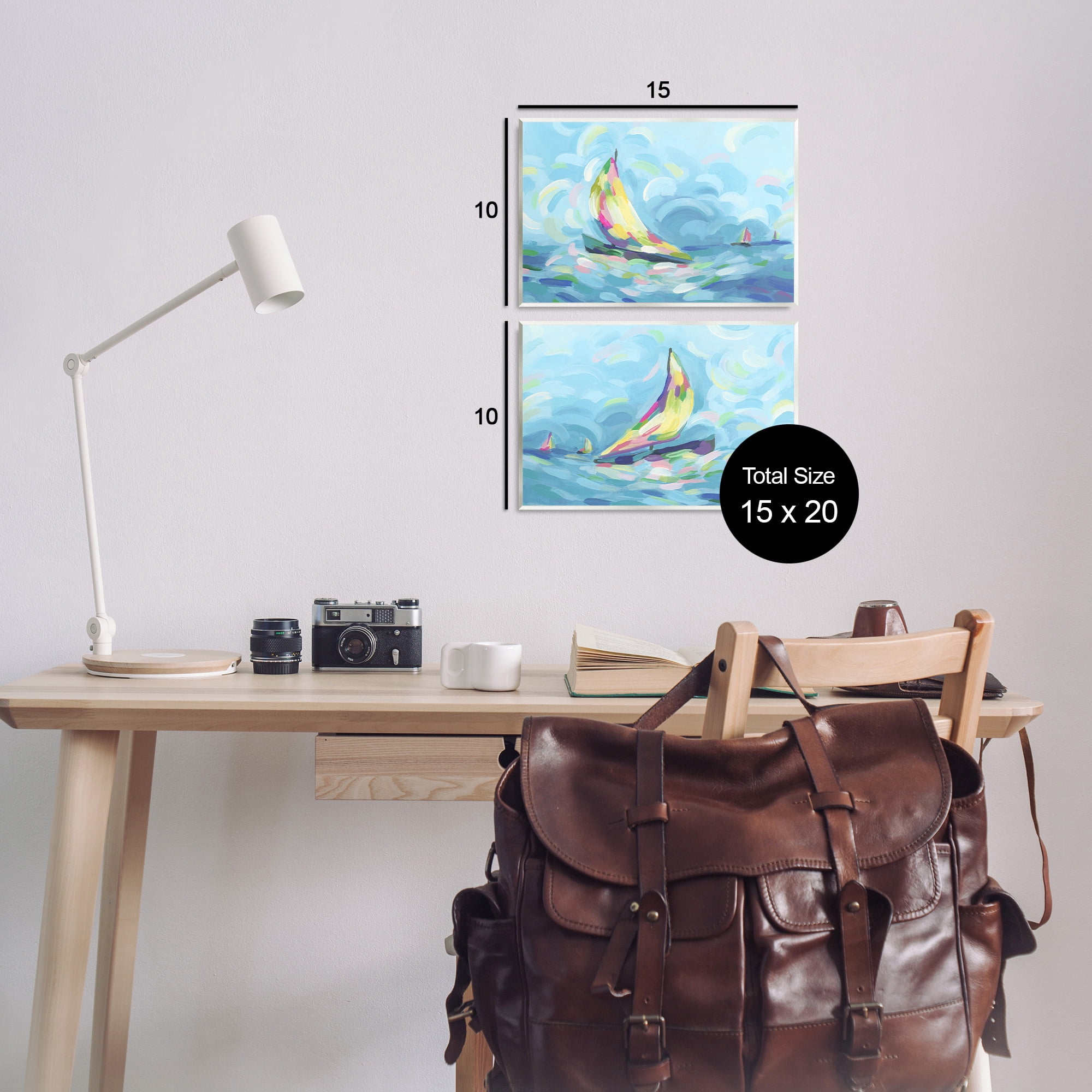Stupell Industries Brushed Maritime Sailboats Transportation Painting Unframed Art Print Wall Art, 15 x 10, Set of 2