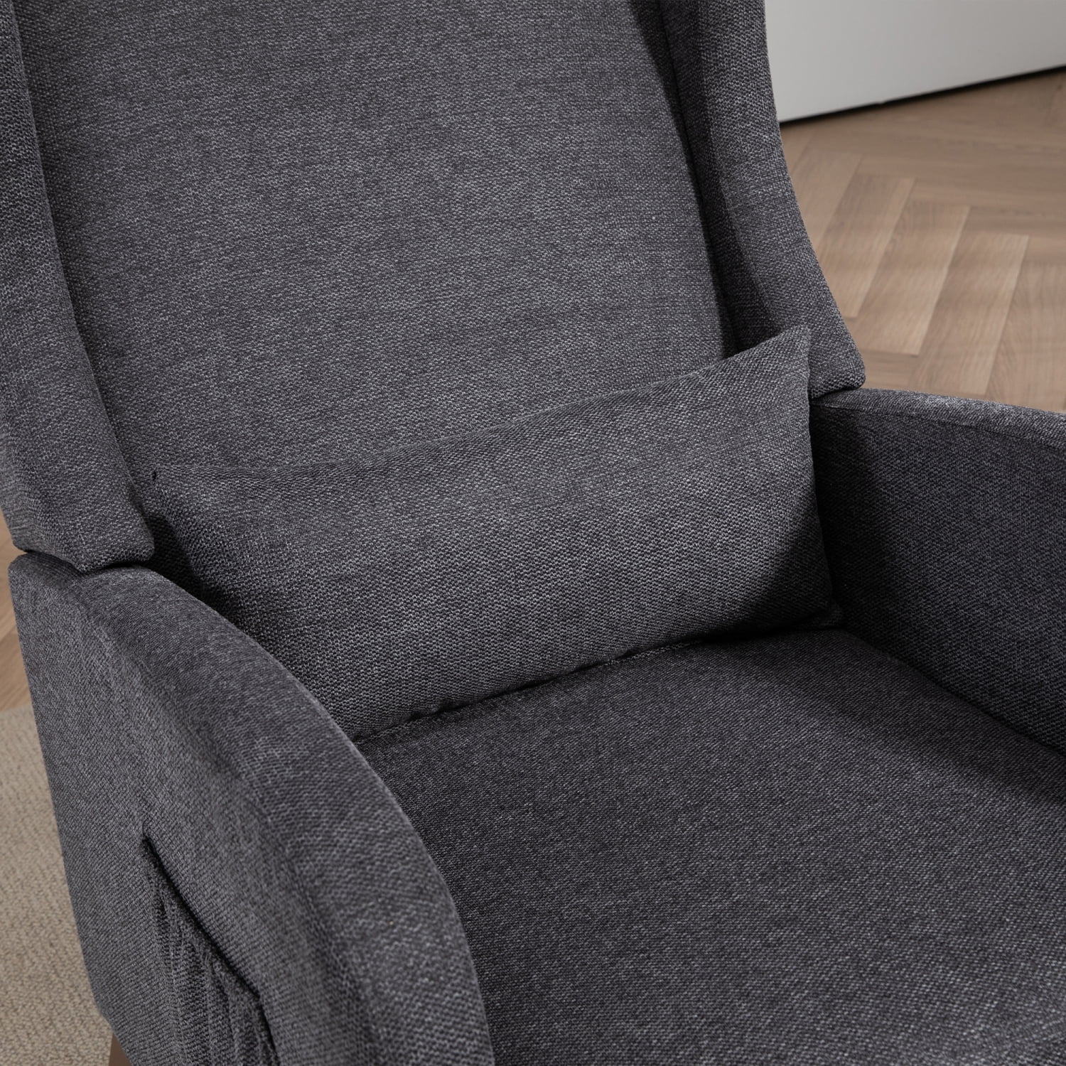 Miekor Furniture 25.4" W Modern Rocking Chair for Nursery,Mid Century Accent Arm Rocker With Retractable Footrest,Side Pocket,Comfy Upholstered Wingback Wooden Glider Chair MK3968