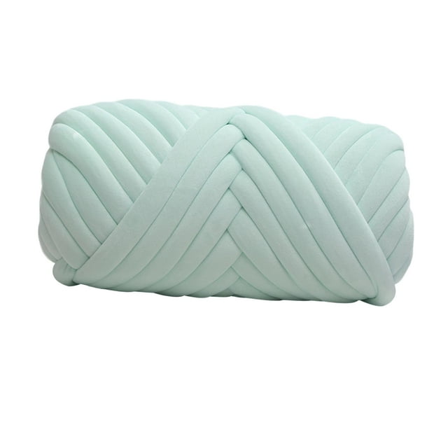 Hilo grueso de terciopelo de 1 kg para tejer a mano, crochet, suave, lavable, tubular jumbo Verde claro