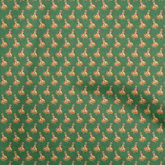 oneOone Polyester Spandex Green Fabric Onam Kathakali Quilting Supplies Print Sewing Fabric By The Yard 56 Inch Wide