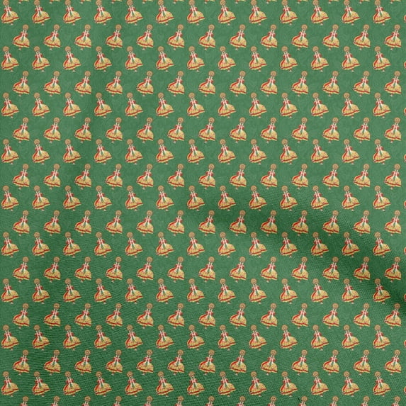 oneOone Cotton Cambric Green Fabric Onam Kathakali Sewing Craft Projects Fabric Prints By Yard 56 Inch Wide
