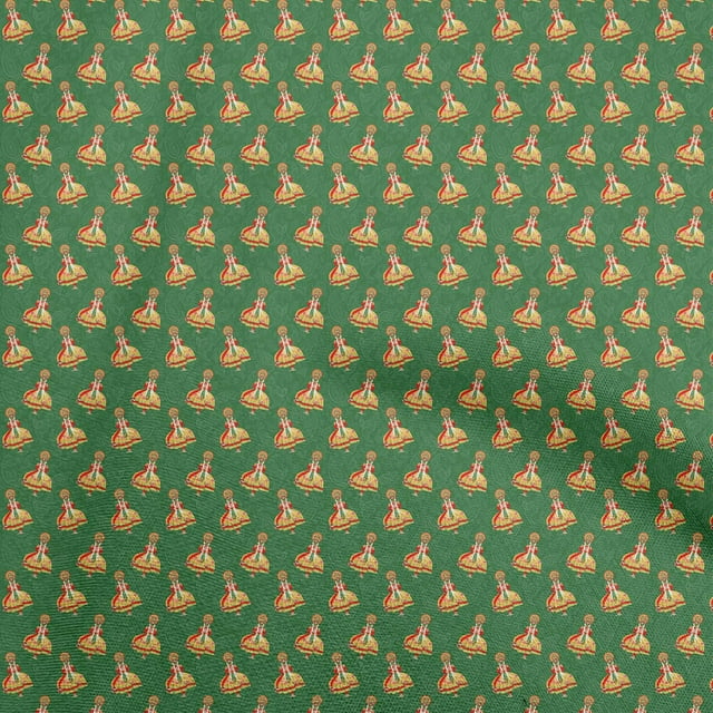 oneOone Velvet Green Fabric Onam Kathakali Sewing Craft Projects Fabric Prints By Yard 58 Inch Wide