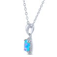 thumbnail image 2 of Silver With Blue Synthetic Opal Center And White Cubic Zirconia Accents Necklace, 2 of 2