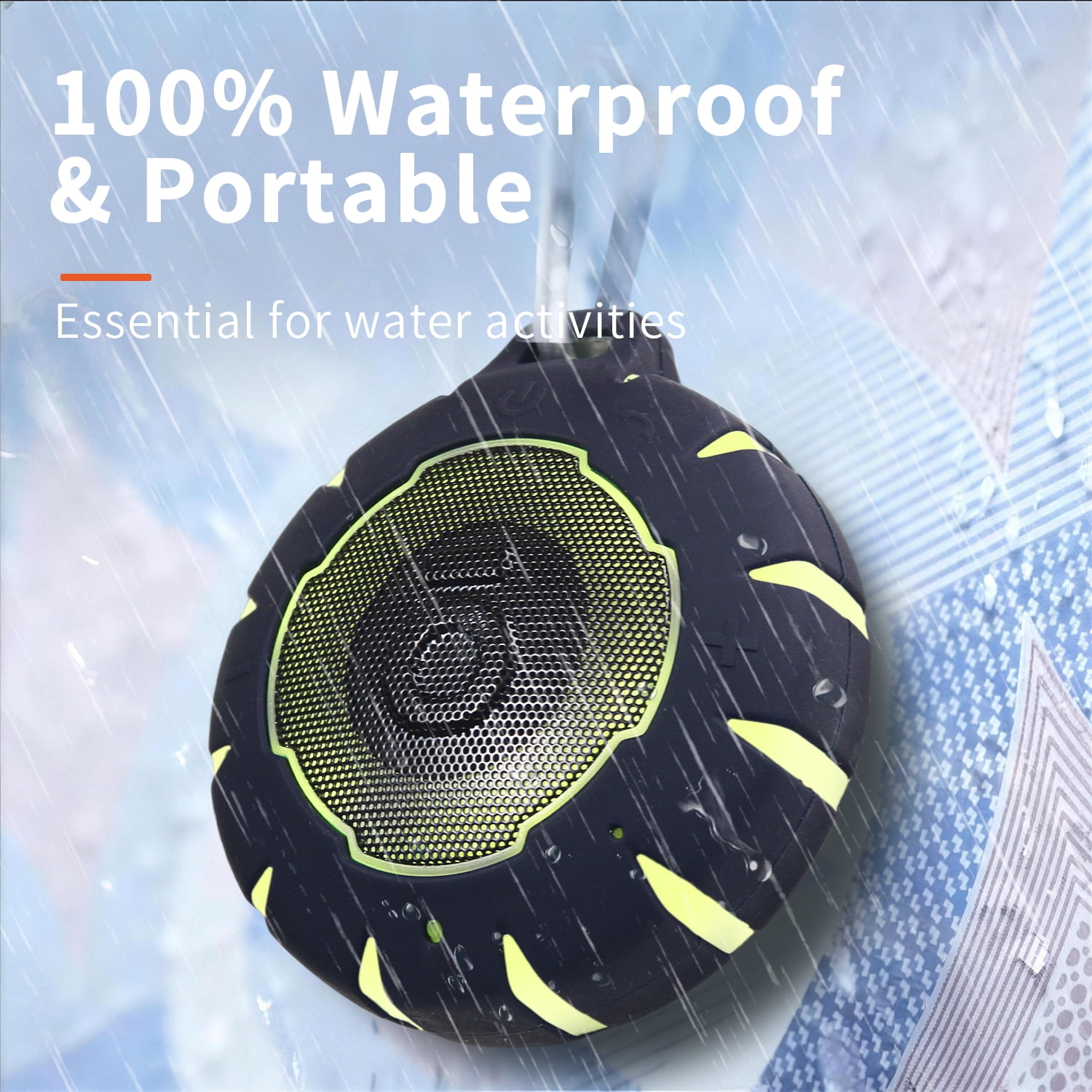 HEYSONG Shower Bluetooth Speaker, IP67 Waterproof Wireless Speakers, Stereo Bathroom Speaker, Portable Small Speakers for Kayak, Beach, Hiking, Boat Accessories, Gifts for Men-Black
