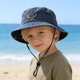 thumbnail image 2 of WEIGFI Toddler Boys Girls Sun Hat Bucket Hat Adjustable Strap Lightweight Cartoon Dinosaur Embroidered Summer Daily Outdoor Fishing Cute Beach Caps,Dark Blue,2-8 Years, 2 of 5