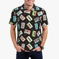 thumbnail image 4 of Vsdgher Colorful Retro Tape Print Men's Short Sleeve Stretch Polo Shirt, Moisture-Wicking Performance Polo Shirt, 4 of 8