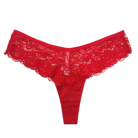 

Womens Lingerie Underwear Women Lace Thongs Panties Ladies Hollow Out Underpants Perspective Hollow Lace Panties (Order Remarks Packed Separately) Red S
