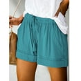 thumbnail image 5 of Charmgo Womens Shorts Casual Splice Comfy Elastic Waist Shorts Womens Casual Loose Drawstring Shorts with Pocket Beach Shorts Women Summer Shorts for Women Blue XXXXL, 5 of 7