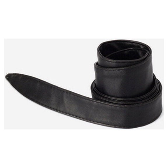 1PC Double Loop Waist Belt PU Bowknot Tie Waist Belt for Dress Skirt Clothes Decoration (Black)