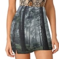 thumbnail image 4 of Path Vibes Women's skirt Mini Skirts A Line Skirt With Hide Pocket Color Landscape Mood Forest Adventure Fog Mist Pattern, 4 of 7