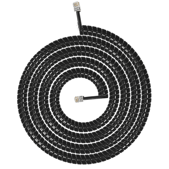 Telephone Cord, Phone Cord- Copper Coiled, Tangle-Free, Excellent Sound Quality, Handset Cable for Landline in Home or Office 25 Ft Black - By RamPro