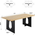 thumbnail image 2 of 71 Inch Dining Table for 6 to 8 People, Modern Long Rectangular Kitchen Table with Pedestal Base, Large Spacious Tabletop for Dining Room Conference Home Office, Natural Wood Top Black Frame, 2 of 7