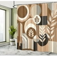 thumbnail image 4 of Ambesonne Monstera Shower Curtain, Boho Arrange Mid Century, 69"Wx75"L, Dark Cocoa Pale Brown, 4 of 4