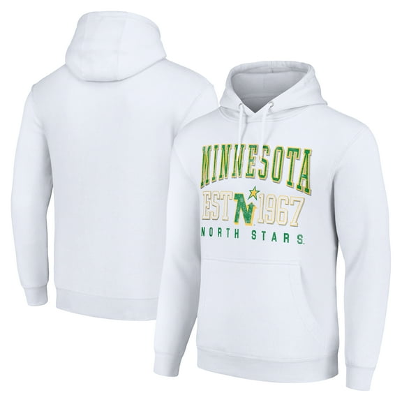 Men's Starter White Minnesota North Stars Retro Graphic Pullover Hoodie