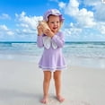 thumbnail image 6 of JIAYUE Girls Swimwear Bow O-Neck Long Sleeve Toddler 1 Piece Romper With Hat Bathing Suit Kids Rash Guard Summer Fashionable Children Swimsuit, 6 of 9
