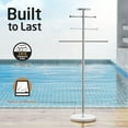 thumbnail image 3 of KES Natural Marble Outdoor Towel Rack with Weighted Marble Base, Pool Towel Rack Outdoor for Hot Tub 18/8 Stainless Steel, Adjustable 3 Arms with Storage Tray Brushed, 3 of 10