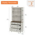 thumbnail image 2 of WAMPAT Farmhouse 72" Tall Bookcase, Large Display Book Case Shelf with 3-Tier Open Book Shelves and 3 Drawers, 3 Tier Bookshelf for Living Room, Library, Study Room, Bedroom, Office, Rustic White, 2 of 7
