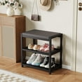 thumbnail image 2 of Small Shoe Bench Shoe Rack Storage Bench Entryway Bench Shoe Shelf with Seat Cushion, Stable Shoe Organizer for Entryway, Living Room, Bench Seat Holds Up to 300 lb, (17"x 10"x 16", L x W x H), 2 of 18