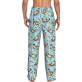 thumbnail image 3 of Uemuo Cute Otters Pattern Men's Wide Leg Palazzo Lounge Pants with Pockets Light Weight Loose Comfy Casual Pajama Pants-XX-Large, 3 of 9